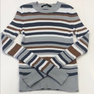 Bluenotes Girls’ Ribbed Knit Striped Sweater – Size Medium ~ 8-10 Yrs
